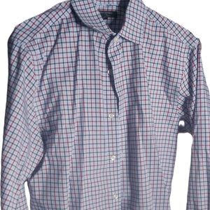 Men's Banana Republic Non Iron Blue/Red Check button up dress shirt sz M
